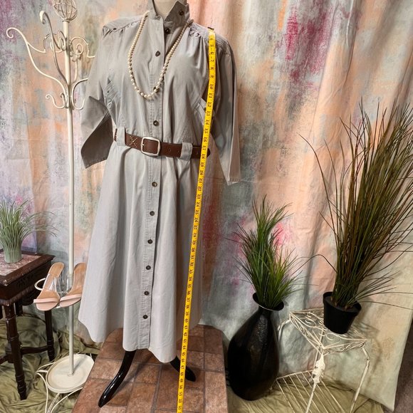 VTG 📌80s Button Down Dress with 3/4 Sleeves and Pockets - Picture 9 of 16